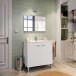 Waschbeckenunterschrank >ECO KIT< in Weiß glänzend - 80x80x45cm (BxHxT)