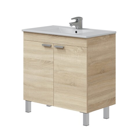 Waschbeckenunterschrank >ECO KIT< in Canadian Eiche Dekor - 80x80x45 (BxHxT)