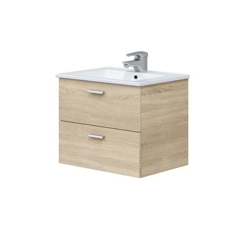 Waschbeckenunterschrank >ECO KIT< (hängend) in Canadian Eiche Dekor - 60x50x45 (BxHxT)