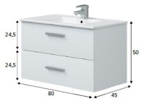 Waschbeckenunterschrank >ECO KIT< (hängend) in Weiß glänzend - 80x50x45 (BxHxT)