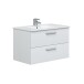 Waschbeckenunterschrank >ECO KIT< (hängend) in Weiß glänzend - 80x50x45 (BxHxT)