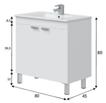 Waschtisch-Set >ECO KIT< in Weiß glänzend - 80x80x45 (BxHxT)