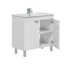 Waschtisch-Set >ECO KIT< in Weiß glänzend - 80x80x45 (BxHxT)