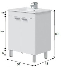 Waschtisch-Set >ECO KIT< in Weiß glänzend - 60x80x45 (BxHxT)