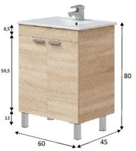 Waschtisch-Set >ECO KIT< in Canadian Eiche - 60x80x45 (BxHxT)