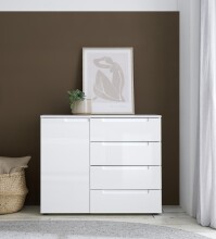 Kommode >Spice< in weiß hochglanz, MDF - 98x81x38cm (BxHxT)