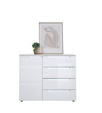 Kommode >Spice< in weiß hochglanz, MDF - 98x81x38cm (BxHxT)