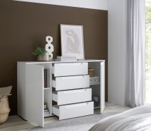 Sideboard >Spice< in weiß hochglanz, MDF weiß hochglanz - 138x81x38cm (BxHxT)