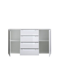 Sideboard >Spice< in weiß hochglanz, MDF weiß hochglanz - 138x81x38cm (BxHxT)