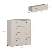Schubkastenkommode >TEMPRA2< in Sand - 73,7x85,5x34,8cm (BxHxT)