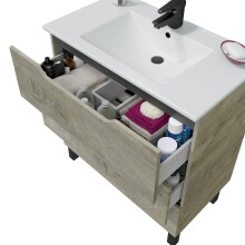 Waschtisch >LEA< in Alaska Eiche Dekor / Anthrazitgrau - 80x86x45 (BxHxT)