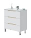 Waschtisch-Set >LEA< (2-tlg.) inkl. Waschbecken, Weiß / Eiche Dekor - 80x86x45 (BxHxT)