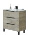 Waschtisch-Set >LEA< (2-tlg.) inkl. Waschbecken, Eiche Dekor / Anthrazit - 80x86x45 (BxHxT)