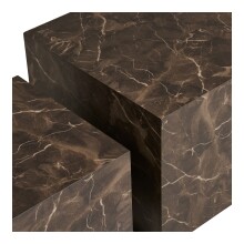 Satztisch >Prague< (2-teilig) in Braun, MDF, Marmoroptik - 50x50x40cm (LxBxH)