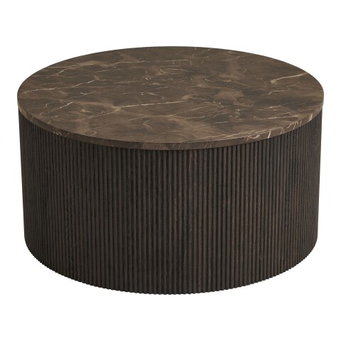 Couchtisch >Rota< in Dunkelbraun / Marmor-Dekor, MDF - 40x80cm (HxD)