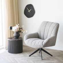 Beistelltisch >Rota< in Dunkelbraun / Marmor-Dekor, MDF, Dekor - 40x45cm (HxD)