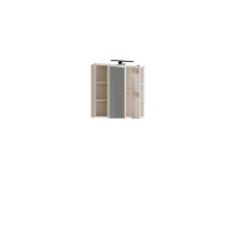 Badezimmerspiegelschrank >VERIS< in Sand / Spiegel - 68,6x68,1x20cm (BxHxT)