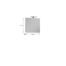 Badezimmerspiegelschrank >VERIS< in Sand / Spiegel - 68,6x68,1x20cm (BxHxT)