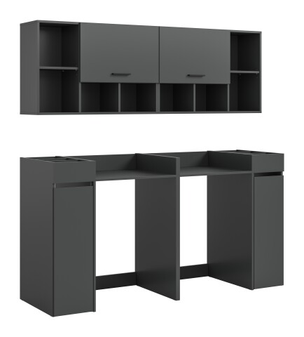 Waschmaschinenumbauschrank >Free< in Anthrazit - 190x195x60cm (BxHxT)