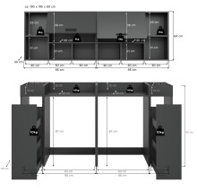 Waschmaschinenumbauschrank >Free< in Anthrazit - 190x195x60cm (BxHxT)