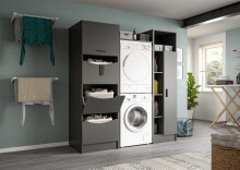 Waschmaschinenumbauschrank >Free< in Anthrazit - 176x195x68cm (BxHxT)