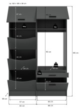 Waschmaschinenumbauschrank >Free< in Anthrazit - 126x195x68cm (BxHxT)