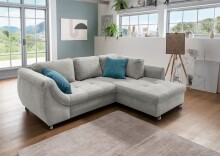 Polsterecke >Allin< in silber / petrol , Cord - 250x66x190cm (BxHxT)