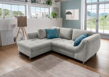 Polsterecke >Allin< in  silber / petrol, Cord - 250x66x190cm (BxHxT)