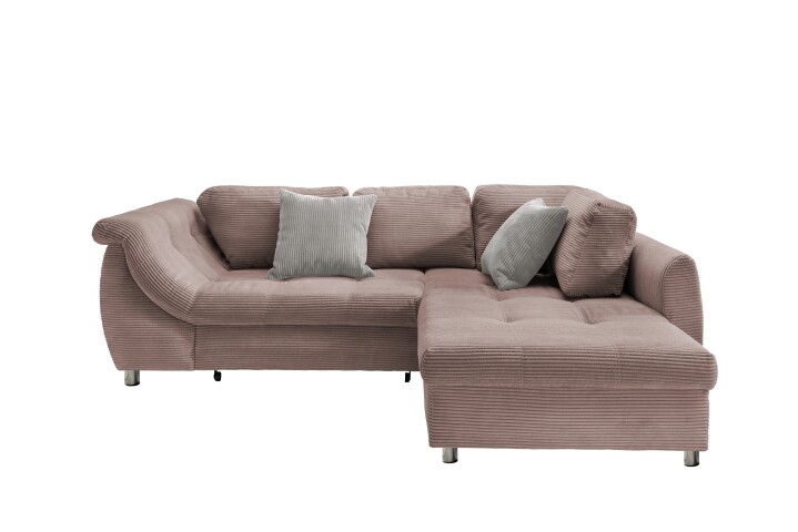Polsterecke >Allin< in rosa / silber, Cord - 250x66x190cm (BxHxT)