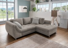 Polsterecke >Allin< in grau-braun / silber, Cord - 250x66x190cm (BxHxT)