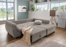 Polsterecke >Allin< in grau-braun / silber, Cord - 250x66x190cm (BxHxT)