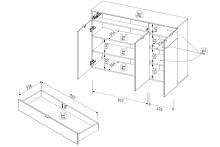 Sideboard >Bari< in Schilf grün, Spannplatte, MDF - 150x101x41cm (BxHxT)