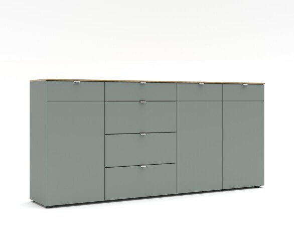 Anrichte >Bari< in Schilf grün, Spannplatte, MDF - 220x101x41cm (BxHxT)