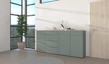 Anrichte >Bari< in Schilf grün, Spannplatte, MDF - 220x101x41cm (BxHxT)