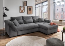 Polsterecke >Felicia< in grau, Cord - 302x89x188cm (BxHxT)