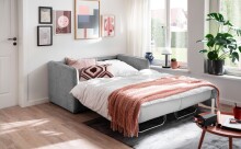 Schlafsofa >Mariya< Liegefläche ca. 120x198cm, silber - 147x89x87cm (BxHxT)