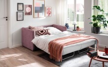 Schlafsofa >Mariya< Liegefläche 120x198 cm, brombeere - 147x89x87cm (BxHxT)