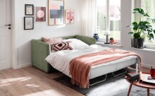 Schlafsofa >Mariya< Liegefläche 120x198 cm, Bezug grün - 147x89x87cm (BxHxT)