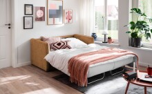 2-Sitzer >Mariya< Liegefläche 120x198 cm, Farbe curry - 147x89x87cm (BxHxT)