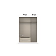 Drehtürenschrank >Alba< 2 Böden, 2 Schübe, 2 Stangen, Spiegel / alpinweiß - 136x197x54 (BxHxT)