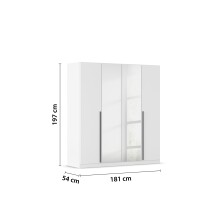 Drehtürenschrank >Alba< in alpinweiß / Spiegel - 181x197x56 (BxHxT)