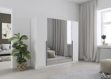 Drehtürenschrank >Alba< in alpinweiß / Spiegel - 226x197x54 (BxHxT)