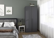 Drehtürenschrank >Alba< inkl. Inneneinteilung, grau metallic - 91x197x54cm (BxHxT)