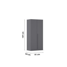 Drehtürenschrank >Alba< inkl. Inneneinteilung, grau metallic - 91x197x54cm (BxHxT)