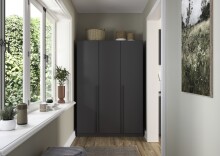 Drehtürenschrank >Alba< inkl. Inneneinteilung, grau metallic - 136x197x54cm (BxHxT)