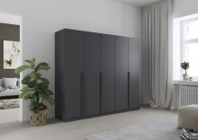 Drehtürenschrank >Alba< inkl. Inneneinteilung, grau metallic - 226x197x54cm (BxHxT)
