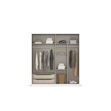 Drehtürenschrank >Alba< inkl. Inneneinteilung, grau metallic / Spiegel - 181x197x54 (BxHxT)