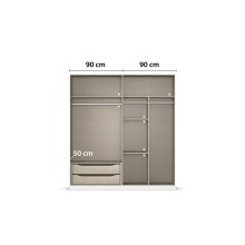 Drehtürenschrank >Alba< inkl. Inneneinteilung, grau metallic / Spiegel - 181x197x54 (BxHxT)
