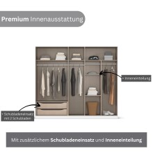 Drehtürenschrank >Alba< inkl. Inneneinteilung, grau metallic / Spiegel - 226x197x54 (BxHxT)
