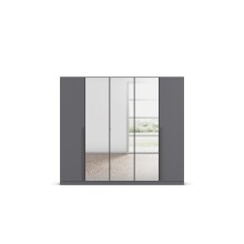Drehtürenschrank >Alba< inkl. Inneneinteilung, grau metallic / Spiegel - 226x197x54 (BxHxT)